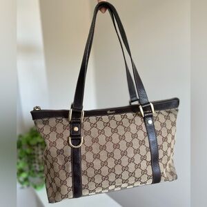 SOLD. Gucci Abbey Monogram Tote